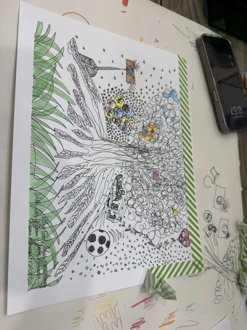 Pen doodle of a tree with dotted foliage