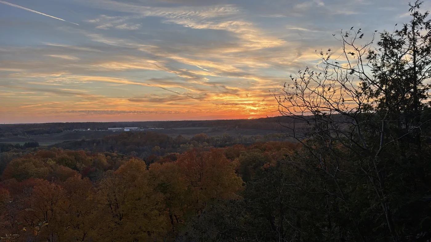 The last light above an autumn landscape
