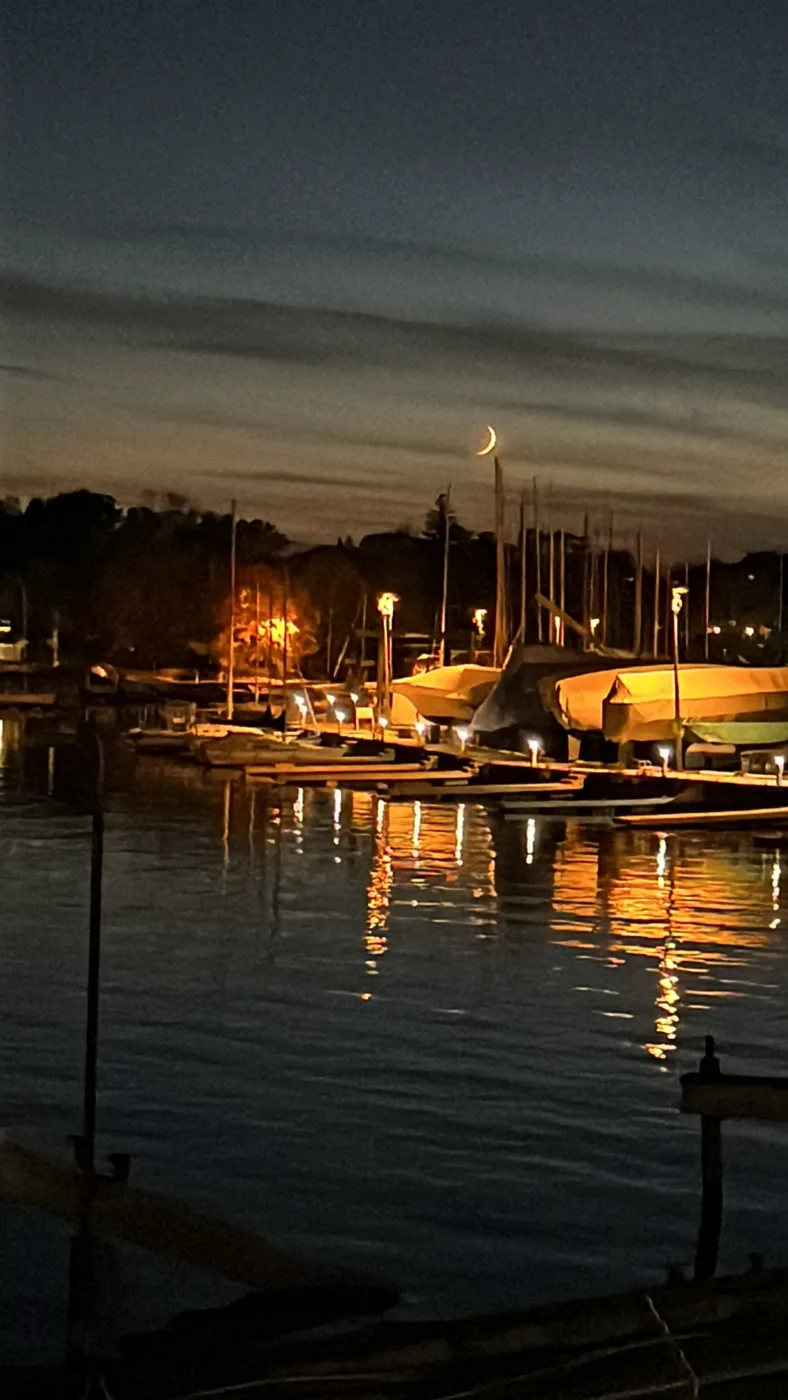 Harbour lights after sunset