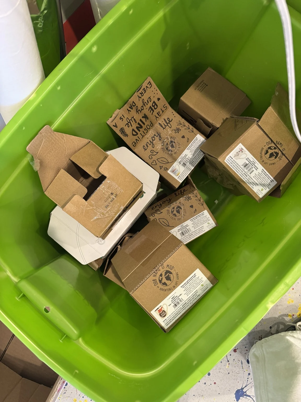 Cardboard boxes, ready to be reused.