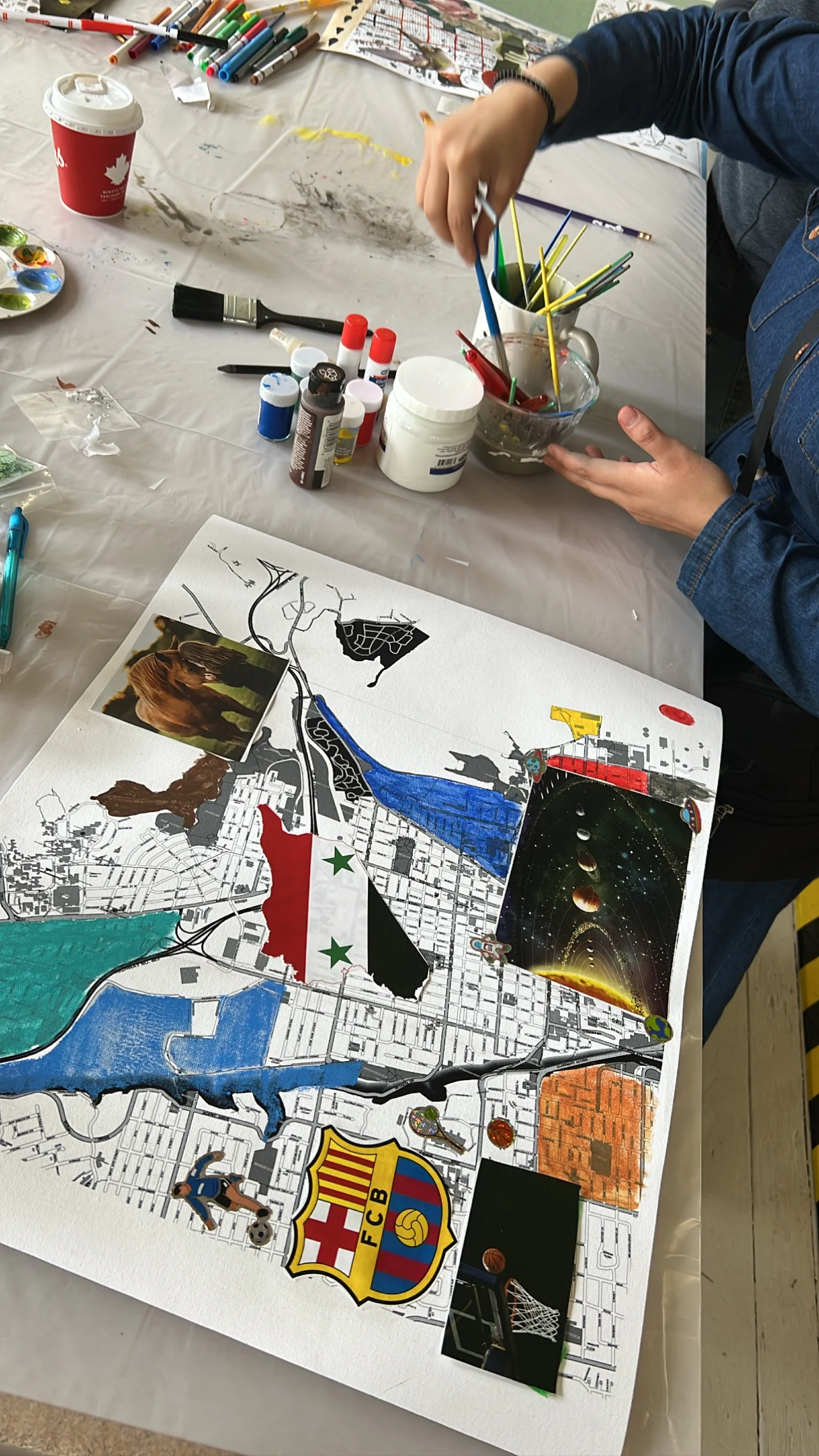 Brushes, cut-outs and a work in progress.