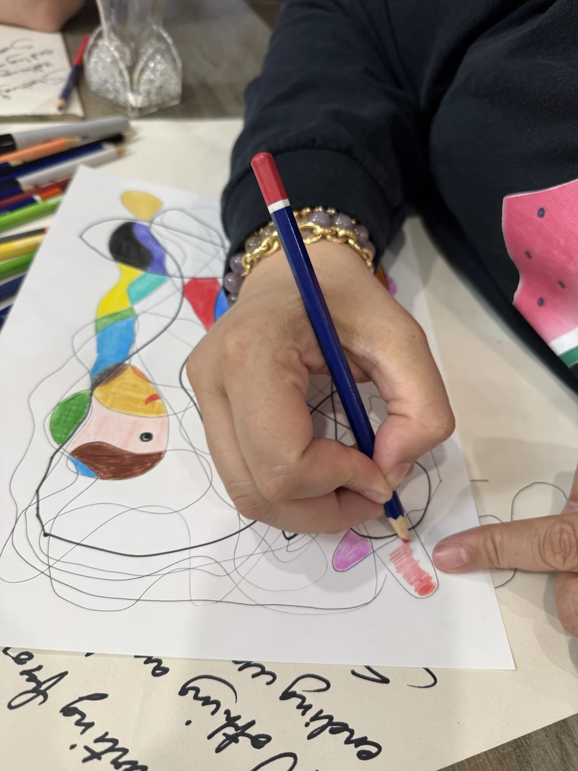 Adding colour among the faces.