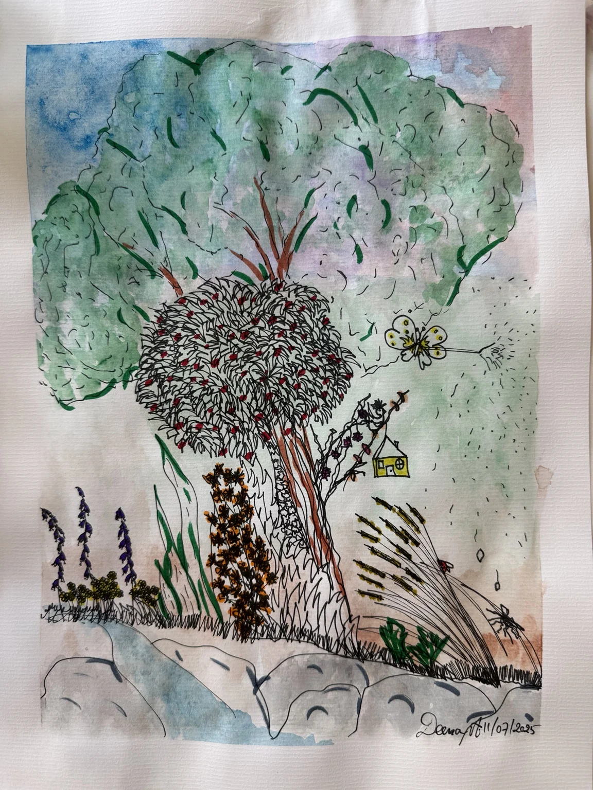 The completed tree drawing.