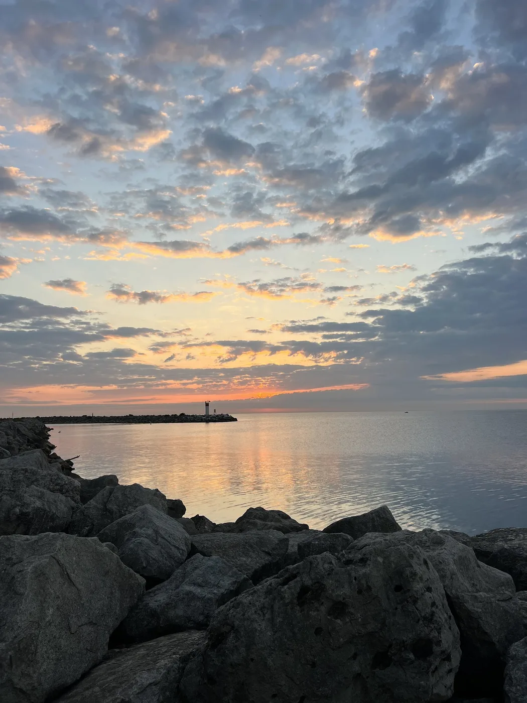 Sunset over the lake from the rocks